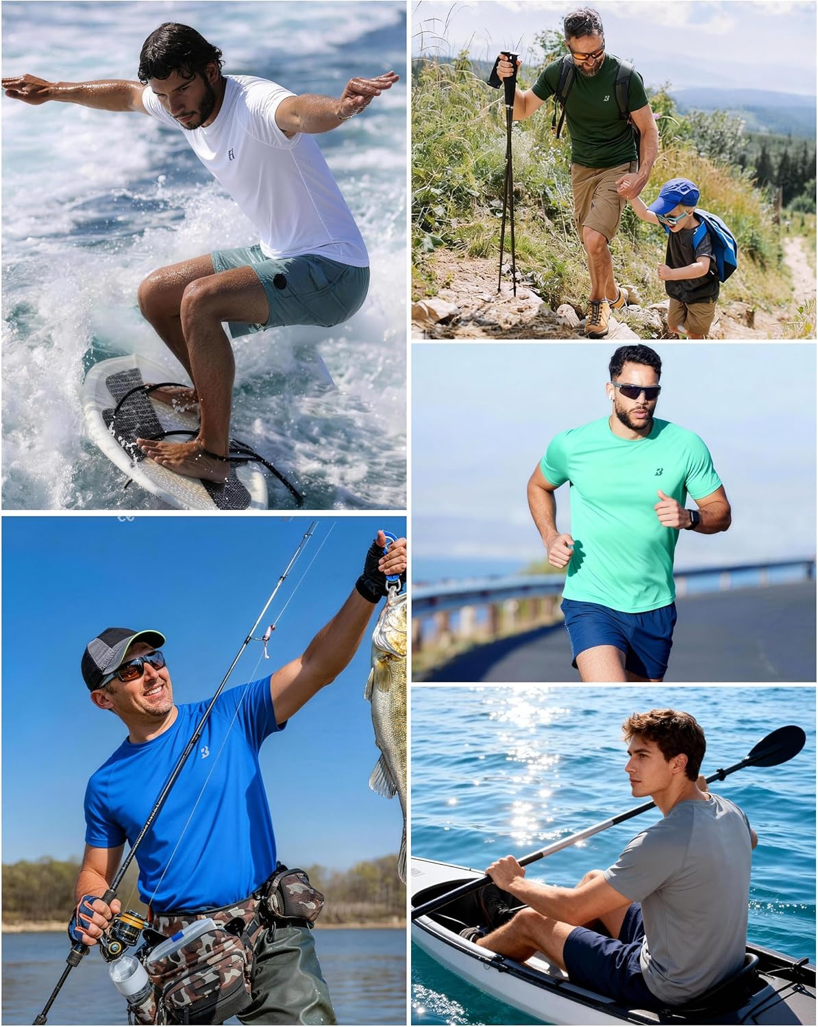 Roadbox Men's Rash Guard | Short Sleeve Swim Shirt with UPF 50+ UV Protection - Quick Dry, Lightweight