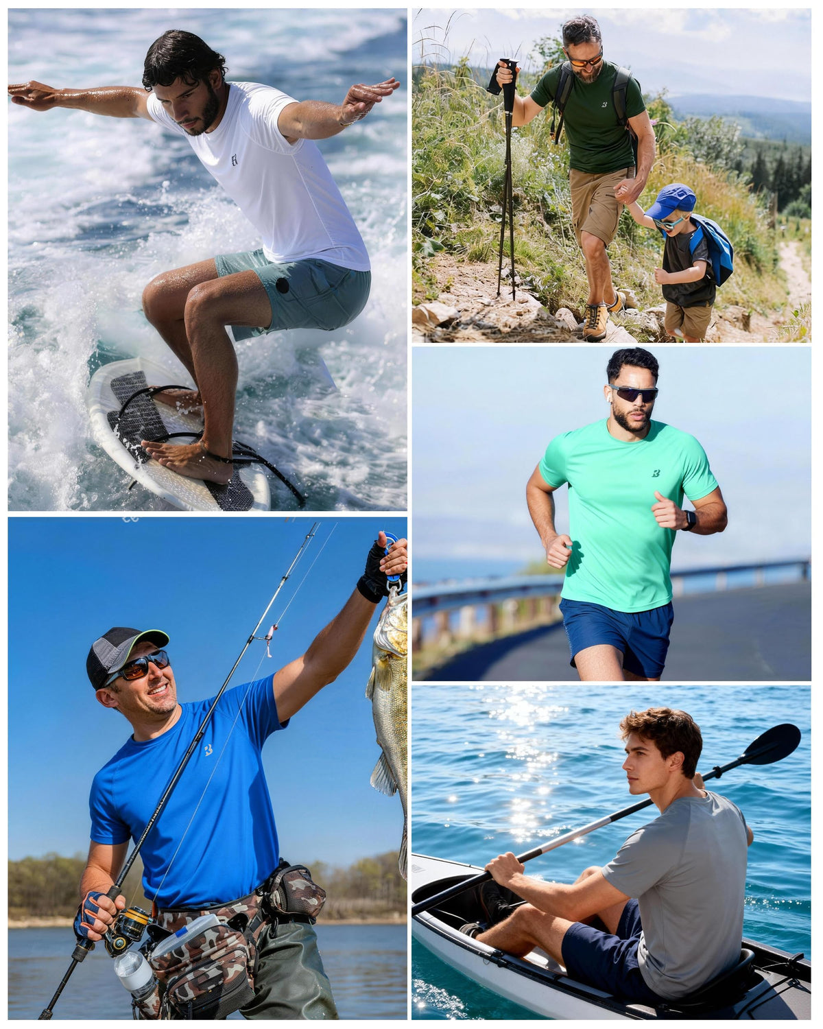 Roadbox Men's Rash Guard Short Sleeve, UPF 50+ UV Sun Protection Swim Shirts, Quick Dry Lightweight Water Surf Beach T-Shirt Black