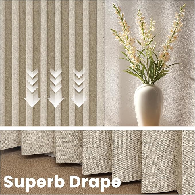 AJAZZ Blackout Accordion Door Curtain 98"x78" Cream Yellow