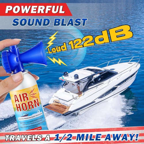 Large Air Horns 3.5oz - 122dB Loud Marine Safety Horns | Ideal for Boating, Camping & Hiking