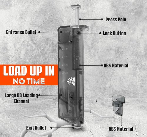 ARSUK 6mm Airsoft Speed Loader with Adapter – Fast Reloading Tool for 90/155/1600 Rounds