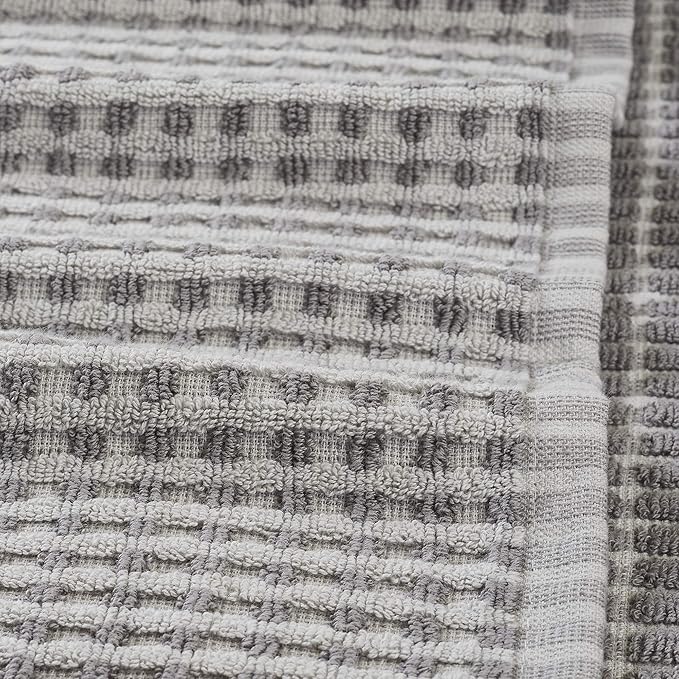 Modern Threads 6-Piece 100% Combed Cotton Yarn Dyed Cobblestone Jacquard Towel Set Flax