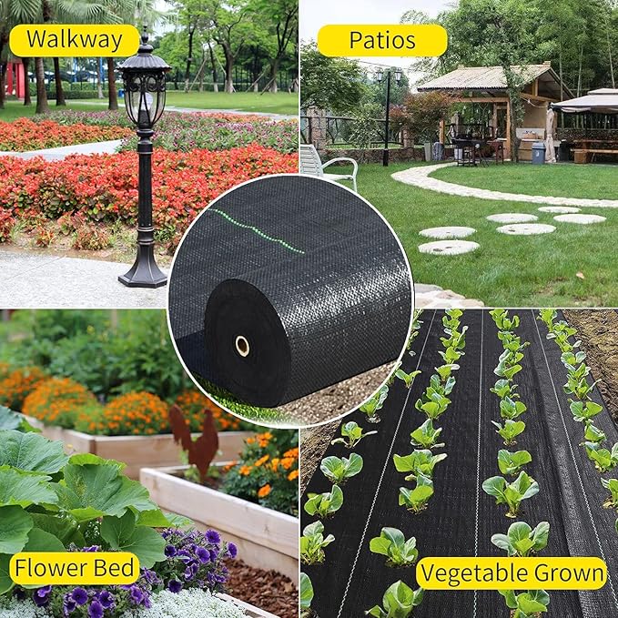 Garden Weed Barrier Fabric, Heavy Duty Landscape Fabric, Ground Cover Weed Blocker Cloth, Landscaping Fabric for Garden, Vegetable Beds, Path Way (WBF-4ft x 300ft)