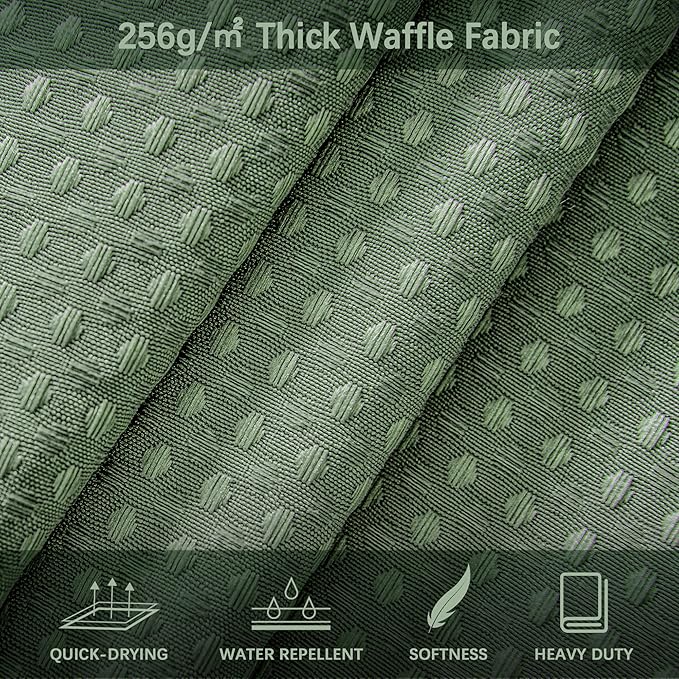 Sage Green Shower Curtain for Bathroom Waffle Textured Heavy Duty 80 Inch Shower Curtain Set for Bathroom, Water Repellent 256GSM Neutral Fabric Shower Curtains with 12 Metal Hooks, 72Wx80H