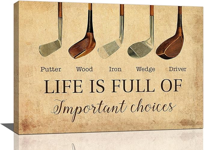 Golf Wall Art Golf Pictures Wall Decor Golfing Canvas Poster Prints Rustic Decorations Painting Framed Artwork Office Home Decor For Bathroom Bedroom Dining Living Room 24"x16"