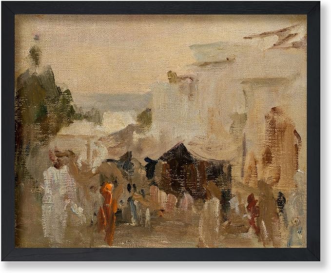 Poster Master Vintage The Bazaar Painting Poster - Retro Street in Udaipur Print - India Art - Cityscape Art - Farmhouse Art - Abstract Art - Office or Living Room Wall Decor - 8x10 UNFRAMED Wall Art
