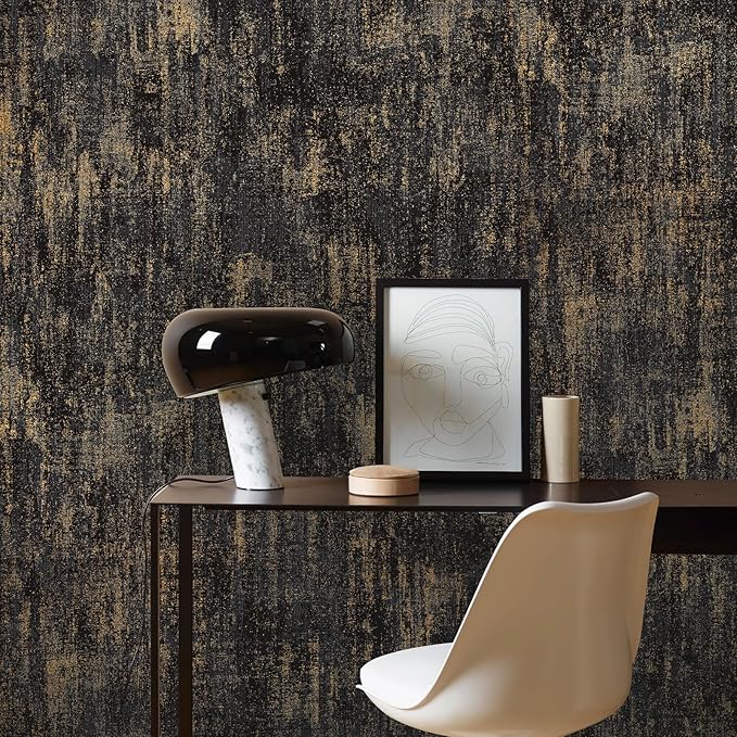 JiffDiff Vintage Metallic Peel and Stick Wallpaper Self Adhesive Industrial