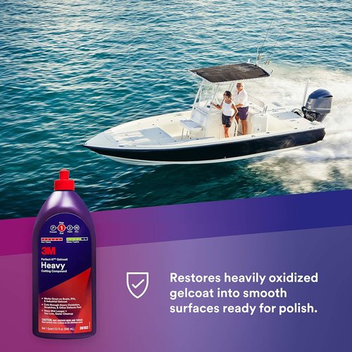 3M Perfect-It Gelcoat Heavy Cutting Compound - Fast Marine Oxidation Remover for Boat & RV Gelcoat - 1 Quart