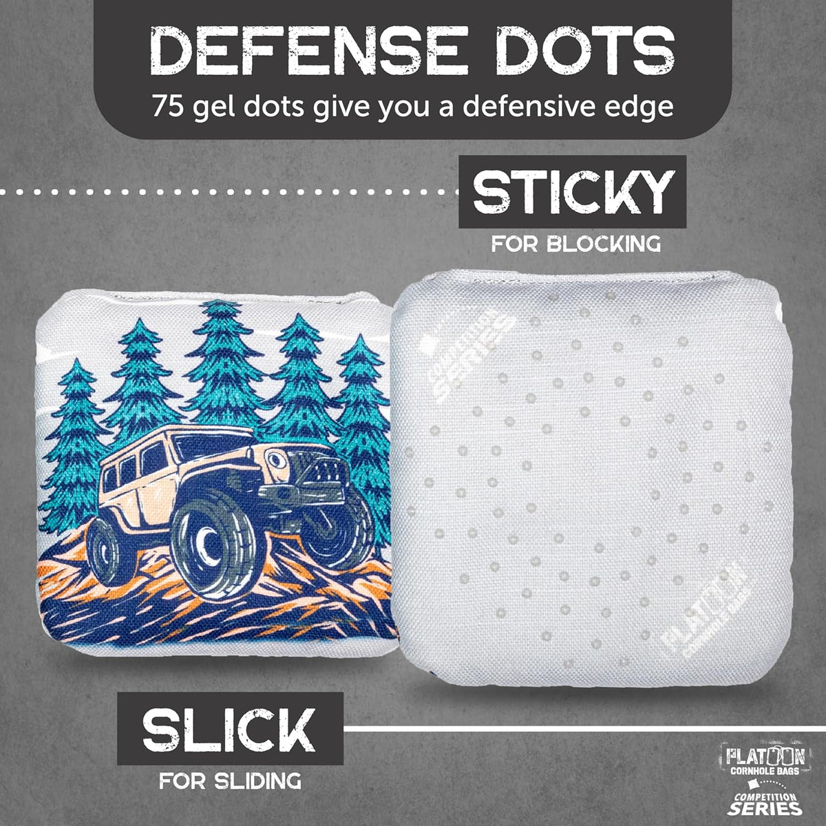 Play Platoon Cornhole Bags Set of 8 - Regulation Professional Weight Double-Sided Slick & Stick