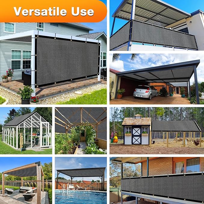 Artpuch Outdoor Pergola Shade Cover 22x22 FT Sun Shade Cloth with Grommets Dark Grey 90% UV Protection Canopy Patio Privacy Screen (Customized Available)