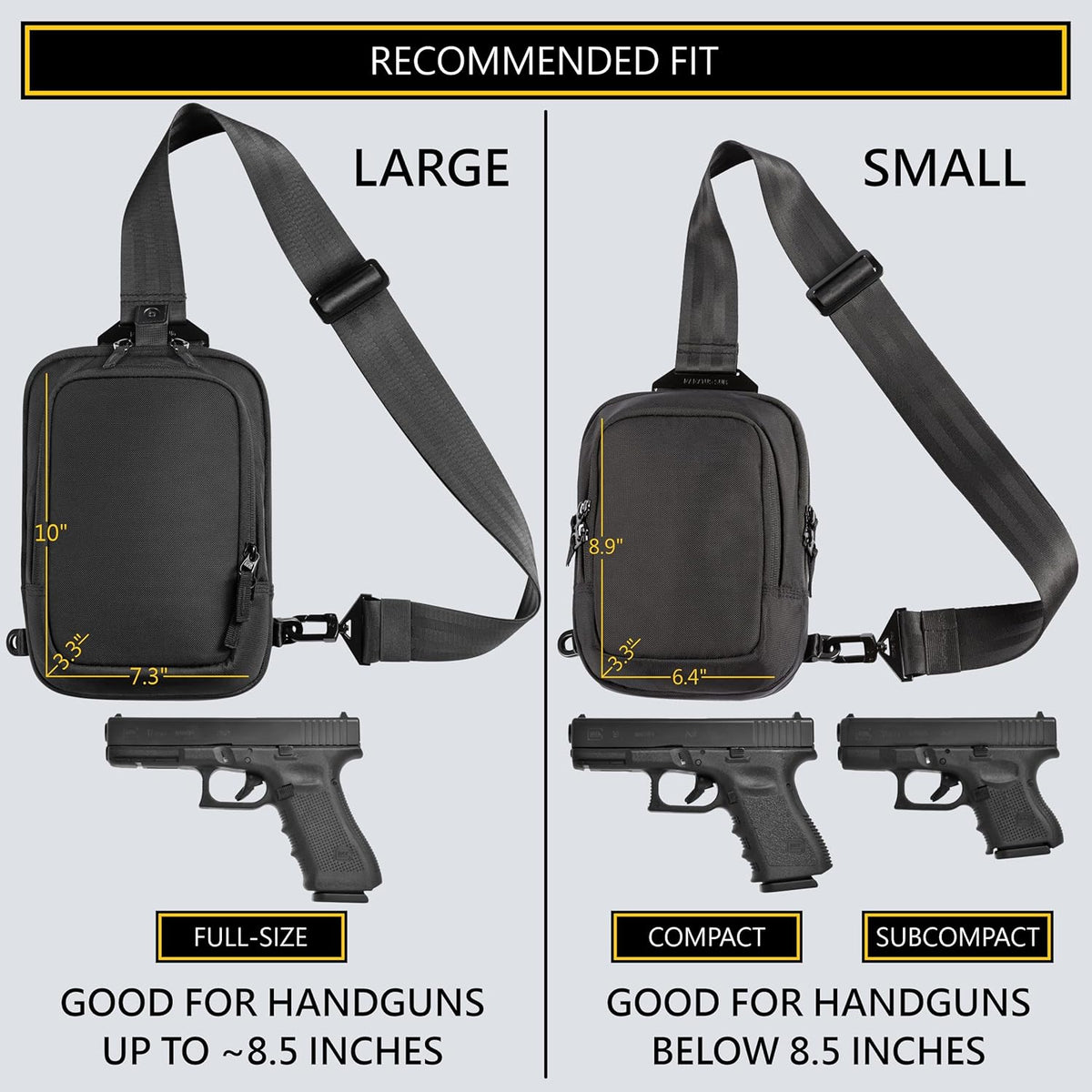Skiennix Premium Discreet Tactical CCW Sling Bag - Concealed Carry Crossbody Chest Pack (Black, Small)