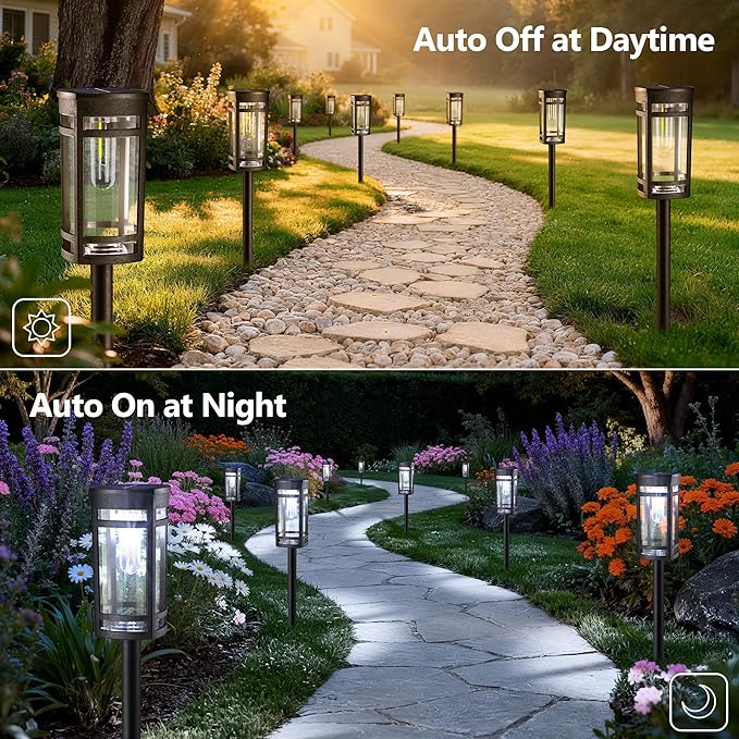 Jyoiat 6 Pack Outdoor Solar Pathway Lights - Solar Landscape Lights Outdoor Walkway Solar Garden Lights for Lawn, Path, Yard Decor (Cool White)
