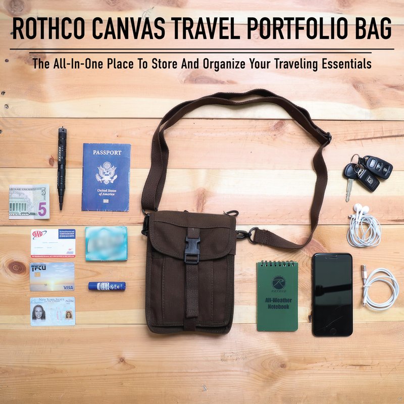 Rothco Heavyweight Canvas Travel Portfolio Bag - Crossbody Shoulder Bag - Olive Drab