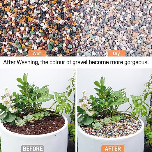 CJGQ 7lb Aquarium Gravel for Plants, 1/4Inch Fish Tank Gravel for Succulent Cactus and Bonsai, Decorative River Rocks Pebbles for Gardening, Flower Pots, Landscaping,Terrarium