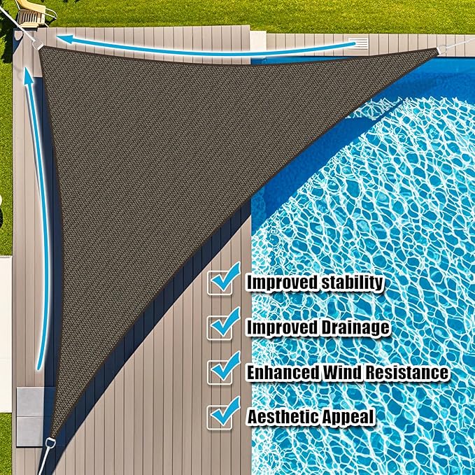 Amagenix Sun Shade Sail 13X13X13 Curved Edge Outdoor Shade Canopy Mocha Breathable 95% UV Block Shade Cloth for Patio Garden Backyard (We Make Custom Size)
