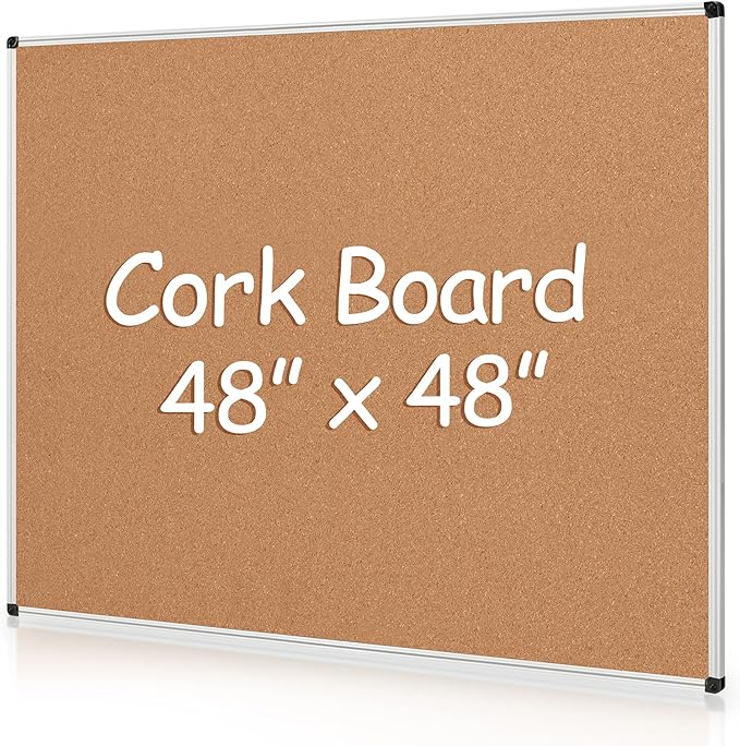 Extra Large Cork Bulletin Board 48" X 48", Wall Mounted Notice Pin Board