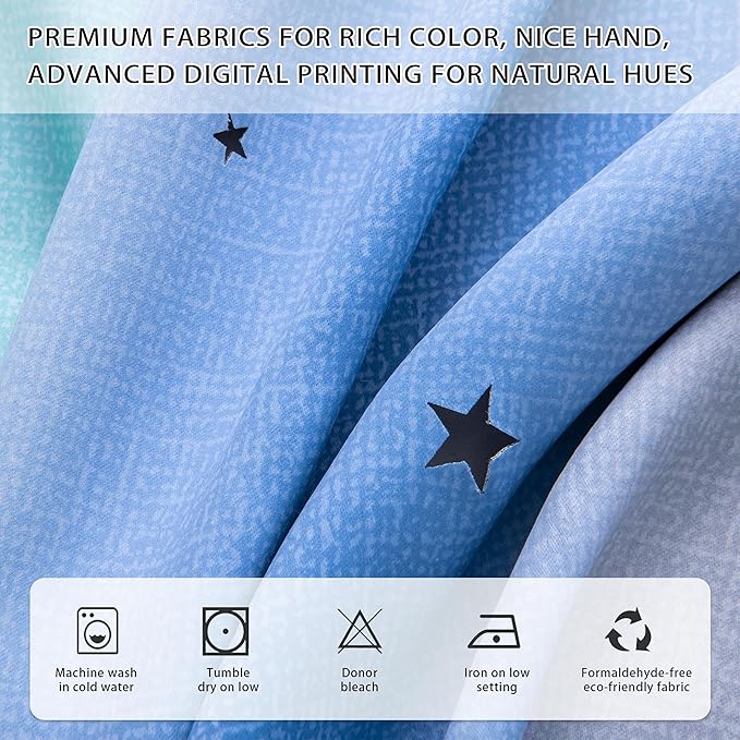 XiDi Blue Blackout Curtains for Boy Rooms Green Curtains for Bedroom Grey