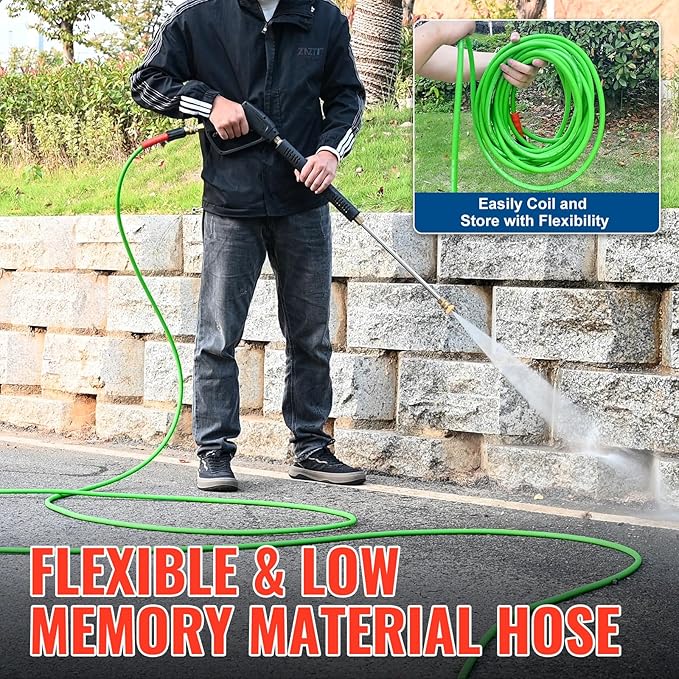YAMATIC Flexible Pressure Washer Hose 50FT 1/4", 3400 PSI, M22-14mm Female Ends, Kink-Resistant Replacement for Gas/Electric Power Washer Troy-Bilt Ryobi Craftsman