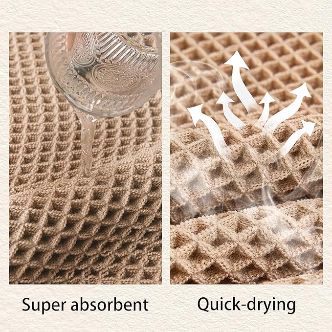 Waffle Runner Rug Non Slip, Boho Bath Mat, Super Absorbent Quick Dry Long Bath Runner Bathroom, Soft Farmhouse Bath Rug with Tassels, Washable Shower Mats for Floor 24"x72", Square Brown