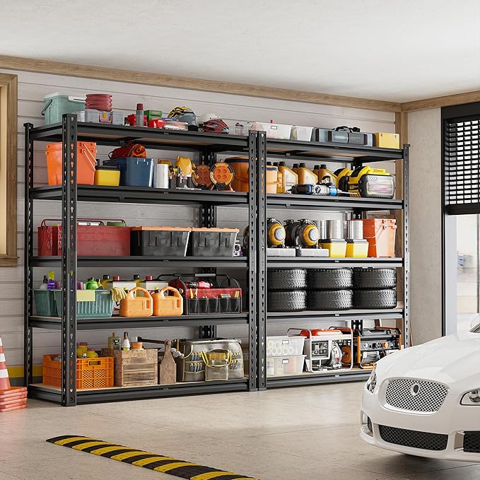 REIBII 72" H Garage Shelving 5 Tier Garage Storage Shelves 2000LBS Metal Storage Shelves Heavy Duty Shelving Storage Shelving Unit for Warehouse Pantry Basement Craft 72''*35.5''*11.8'' 2 Pack