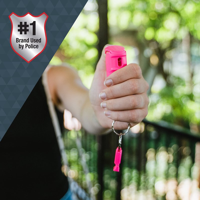 SABRE 2-in-1 Pepper Gel with Detachable Safety Whistle Keychain, 3X longer spray time, 12-Foot, Whistle for Help and Can Be Heard Up to 750 Feet, UV Marking Dye, Ergonomic Finger Grip, Flip Top Safety