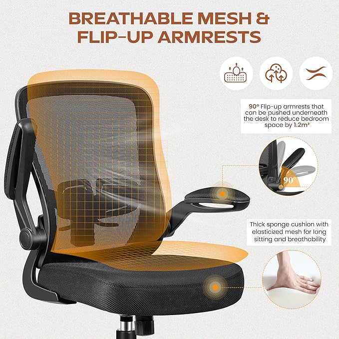 FelixKing Office Chair Ergonomic, Durable Fabric & Mesh, High-Back Desk Chair Adjustable Armrest, Lumbar Support, Breathable Mesh for Home Office, Computer Chair, Swivel Task Chair