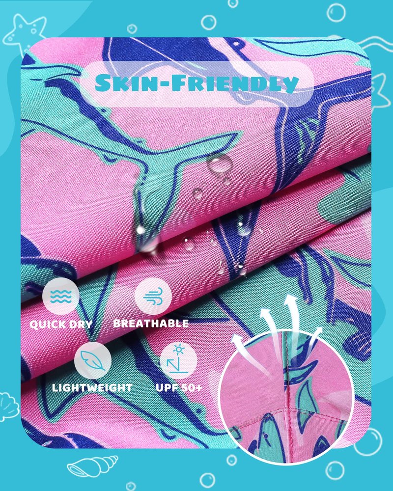 maamgic Boys Swim Trunks with Compression Liner Toddler Stretch Swim Shorts Quick Dry Swimming Trunks Boxer Brief 2 in 1 Beach Shorts Pink Blue Shark 4T