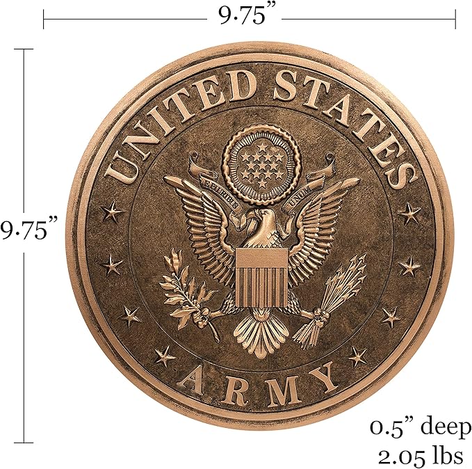 Spoontiques - Garden Décor - U.S. Army Bronze Tone Stepping Stone - Decorative Stone for Garden