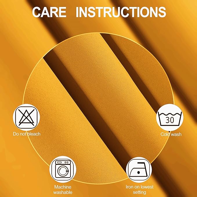 LEMOMO Yellow Thermal Blackout Curtains/52 x 95 Inch/Set of 2 Panels Room