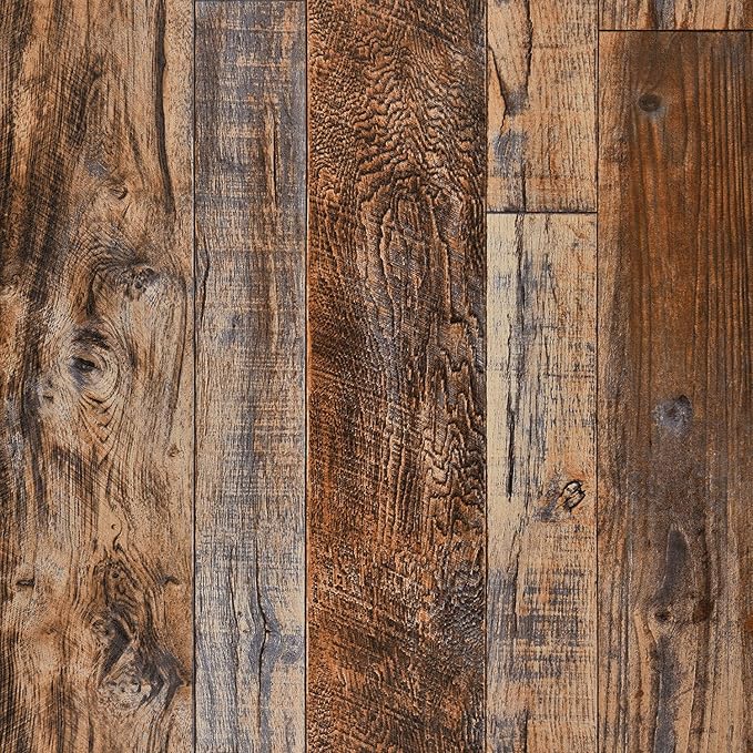 WENMER 17.71" x 708" Brown Wood Wallpaper Peel and Stick Wallpaper Shiplap Self