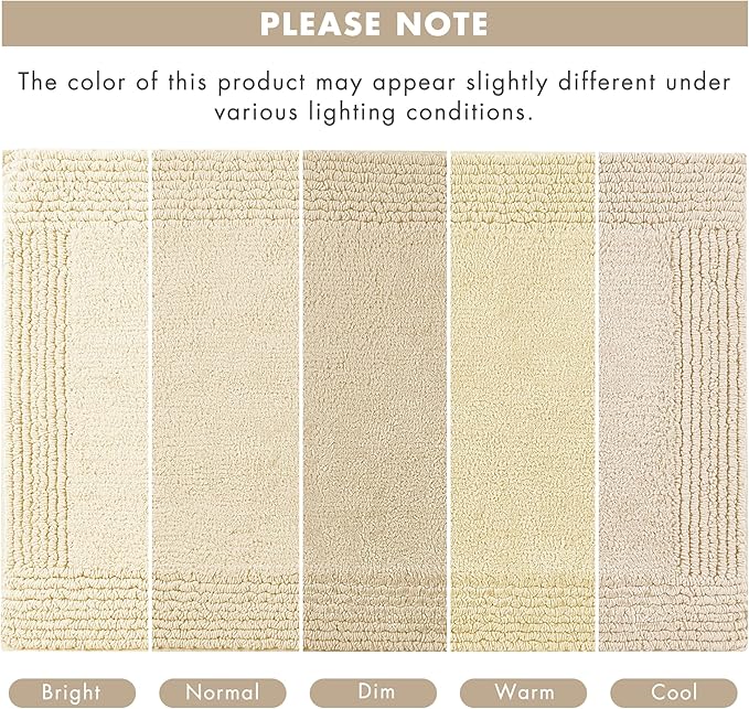 Madison Park Splendor Reversible 100% Cotton Tufted Bathroom Rug-3000 GSM Hotel Quality Luxurious Plush Medium Pile Bath Mat Absorbent, Quick Dry, Shower Room Décor, 24x72, Natural