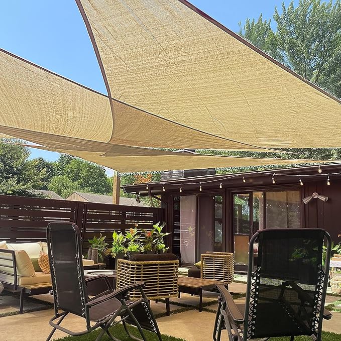 LOVE STORY Custom Size 6'x8'x10' Sand Sun Shade Sail Right Triangle Sunshade Fabric Awning Canopy for Patio Backyard Carport Pergola (Customized)