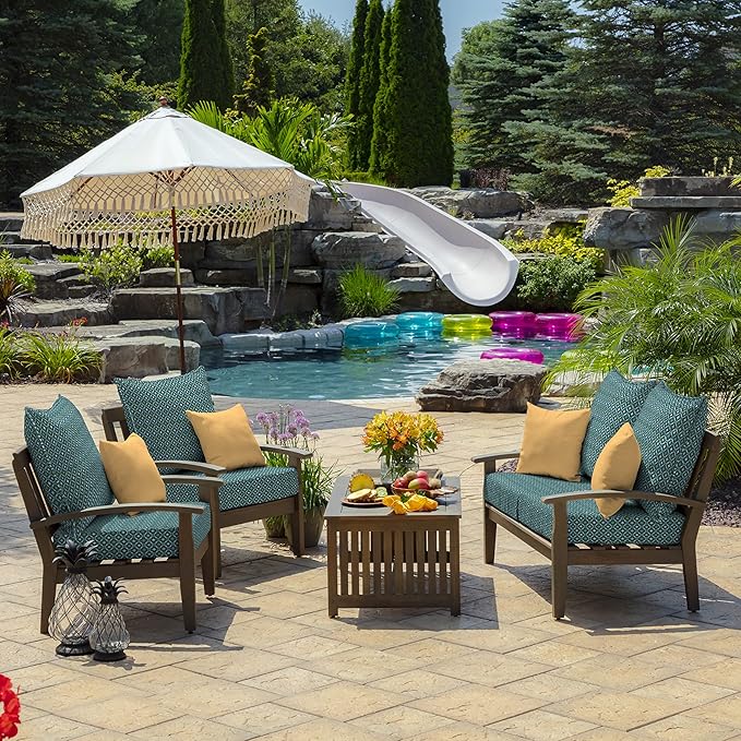Arden Outdoor Deep Seat Cushion Set (2-Pack), 22 in x 24 in, Weather-Proof, Rain-Proof, Fade Resistant Patio Cushion for Chair, Sofa, and Couch Alana Tile
