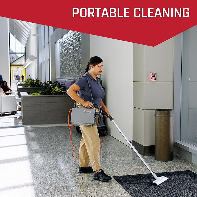Hoover Commercial PortaPower Lightweight Canister Vacuum Cleaner, Bagged Canister Vac with Attachments, 2-in-1 Vac and Blower, Corded Vacuum Cleaners for Commercial Use