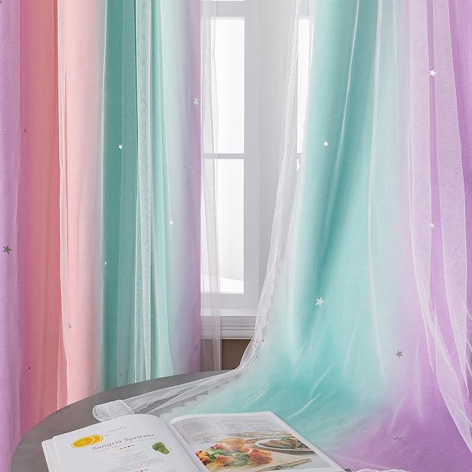 XiDi Kids Room Decor for Girls Bedroom, Girls Room Curtains Windows Wall Drapes