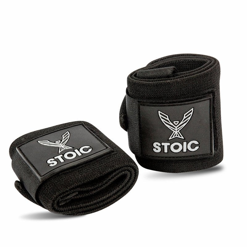 Wrist Wraps weightlifting, powerlifting, cross training, bodybuilding with thumb loop. Professional grade for gym workout, men and women weight lifting and strength training by Stoic - Black 36 Inch