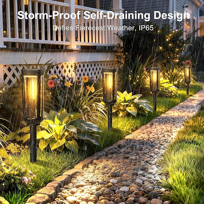 Solar Pathway Lights Outdoor Waterproof IP65, 8 Pack Warm White Solar Walkway Lights, Auto On/Off Outdoor Light for Lawn Garden Patio Driveway Decor Landscape Lighting