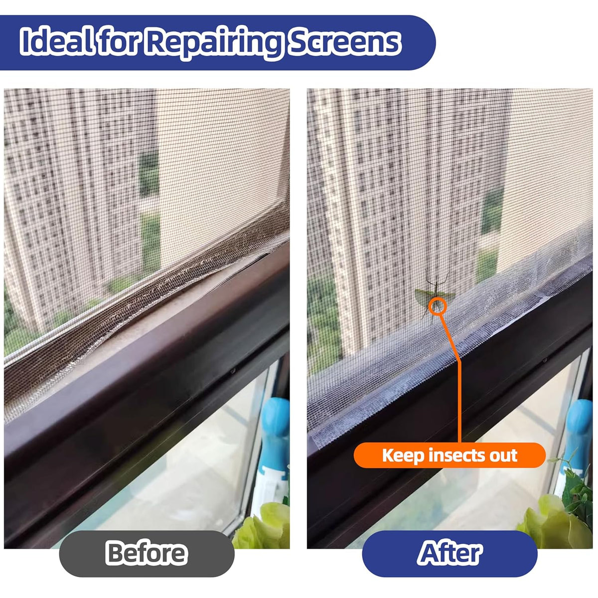 KING MOUNTAIN Black Window Screen Repair Tape,3inX20FT Heavy Duty Screen Repair Kit for Window Screen and Screen Door Tears Holes,Strong Adhesive & Waterproof Window Screen Patch