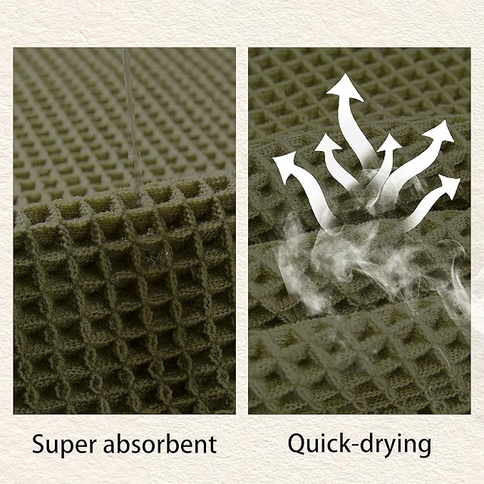 Waffle Bath Mat Non Slip, Boho Bathroom Rug, Super Absorbent Quick Dry Bathroom Mat, Soft Farmhouse Bath Rug with Tassels, Small Washable Shower Mats for Floor 16"x24", Square Olive Green