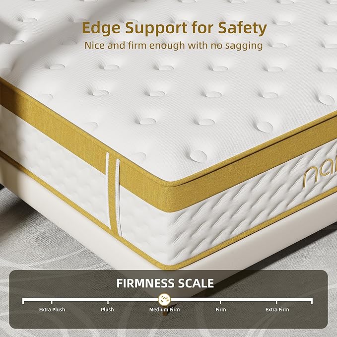 Cooling Gel Queen Mattresses 14 Inch Memory Foam Hybrid Mattress for Back Pain & Pressure Relief, Queen Size Mattress in A Box with Pocket Springs, Medium Firm with CertiPUR-US Certified