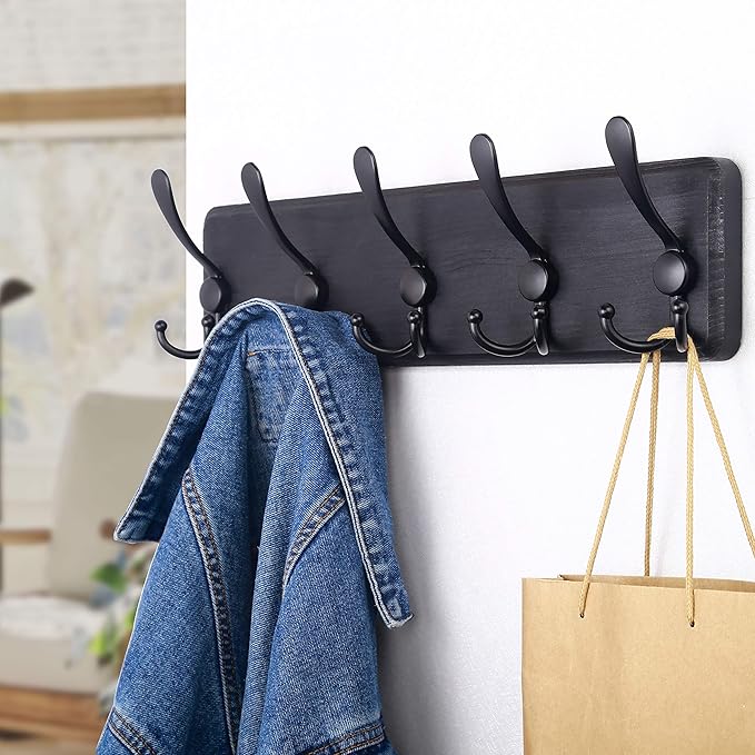 SKOLOO Rustic Wall Mounted Coat Rack: 16" Stud Spacing, Pine Real Wood Plank