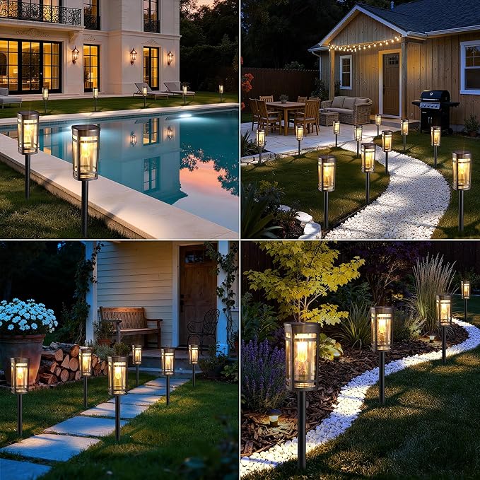 Jyoiat 6 Pack Outdoor Solar Pathway Lights - Solar Landscape Lights Outdoor Walkway Solar Garden Lights for Lawn, Path, Yard Decor (Warm White)