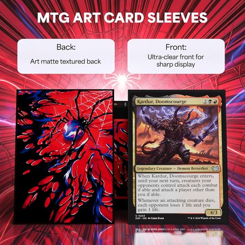 KABINKA MTG Card Sleeves - Spider Design | 100 Standard Size Clear Front & Matte Back for Magic The Gathering
