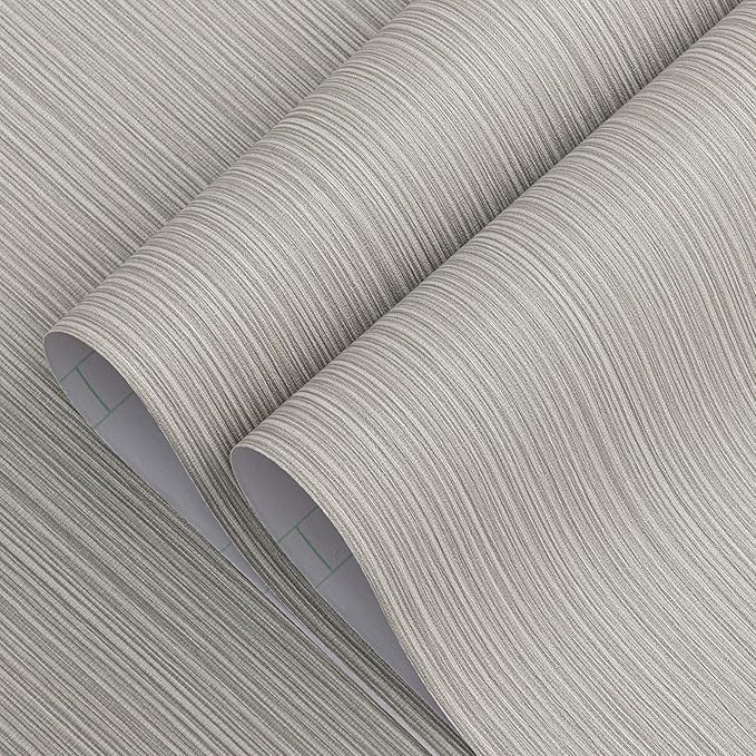 Mocha Brown Faux Grasscloth Wallpaper Peel and Stick Linen Textured 24"x394"