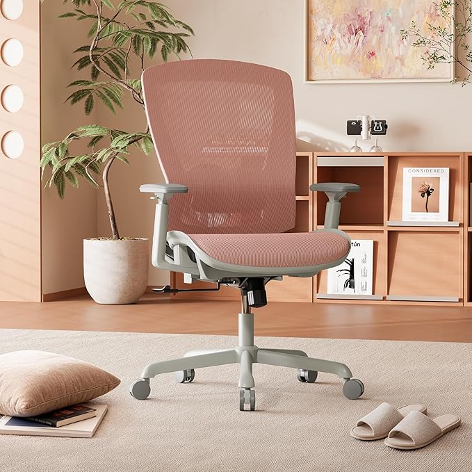 ELABEST Mesh Office Chair,Ergonomic Computer Desk Chair,Sturdy Task Chair- Adjustable Lumbar Support & Armrests,Tilt Function,Comfort Wide Seat,Swivel Home Office Chair