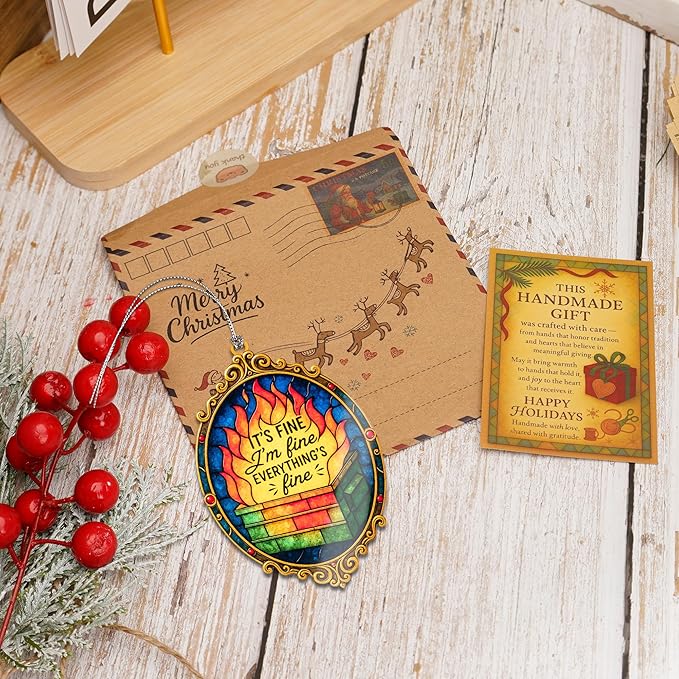 Funny Christmas Ornaments 2025 - Dumpster fire Ornament - Inappropriate Christmas Decorations - Funny Christmas Ornament - Dumpster fire Gifts - Christmas Decoration