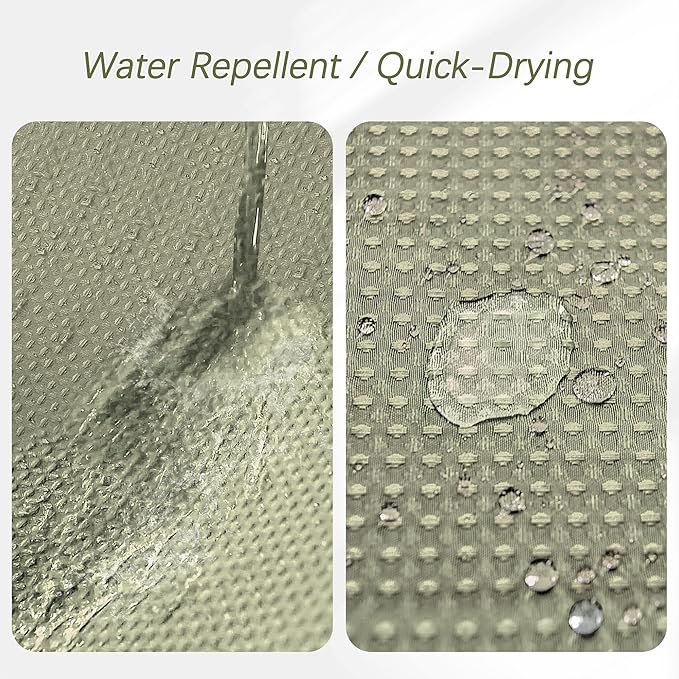 72 x 84 Shower Curtain Waterproof Fabric Shower Curtain Waffle Weave Heavy Duty Shower Curtain Set for Bathroom, Washable 256GSM Modern Shower Curtains with 12 Metal Hooks, 72Wx84H Khaki