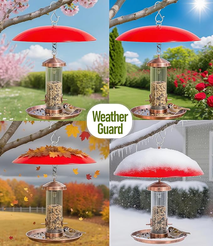 12" Hummingbird Feeder Shade Cover,Bird Feeders Dome Rain Cover,Hummingbird Umbrella for Shepherd's Hook Outdoors(Red) 2 Pack