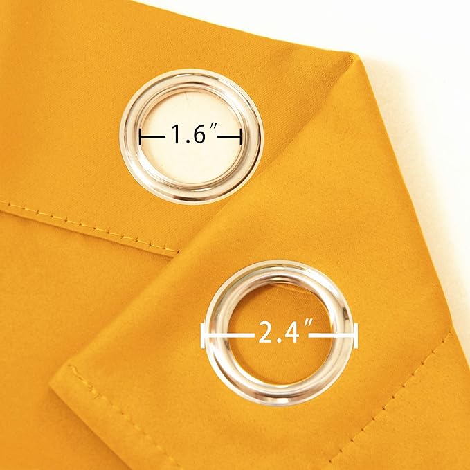 LEMOMO Yellow Thermal Blackout Curtains/52 x 63 Inch/Set of 2 Panels Room