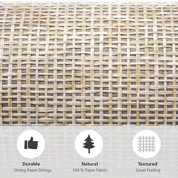 Ansehan Wallcovering W030105 Envy Collection 36" W x 8 Yard L, Natural Paper